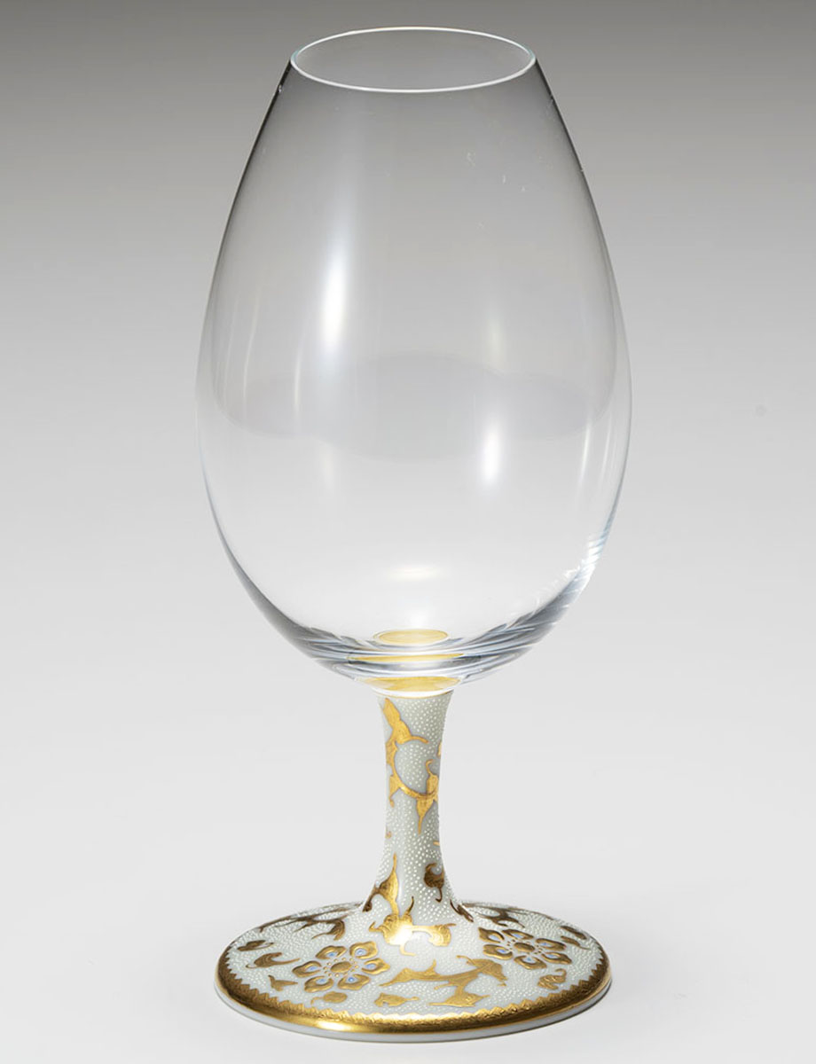 酒グラス　渦打白粒 / 仲田錦玉