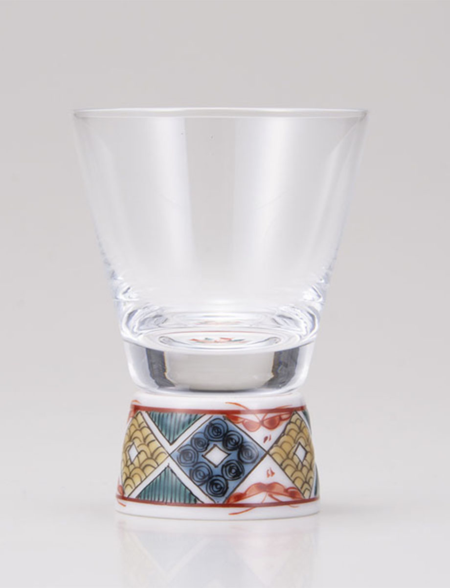 ショットグラス　古九谷菱文