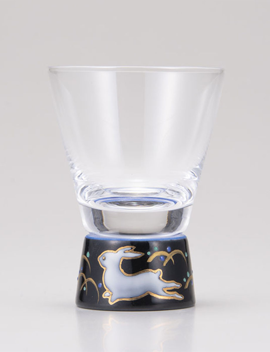ショットグラス　うさぎ文　ブラック