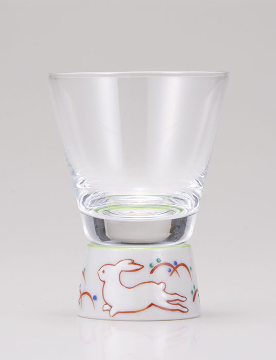 ショットグラス　うさぎ文　レッド