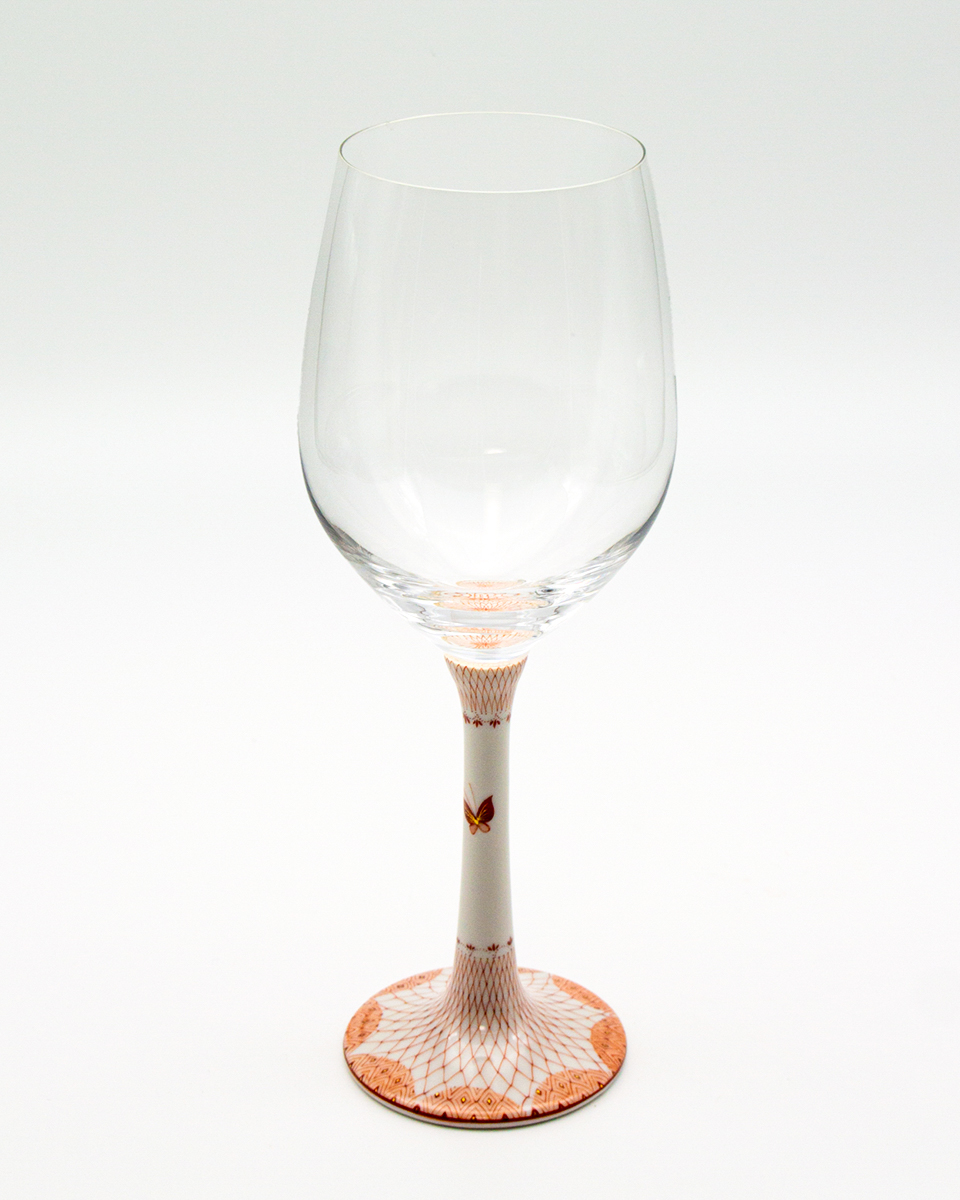 赤白ワイングラス／梅村めぐみ・画　網に蝶々