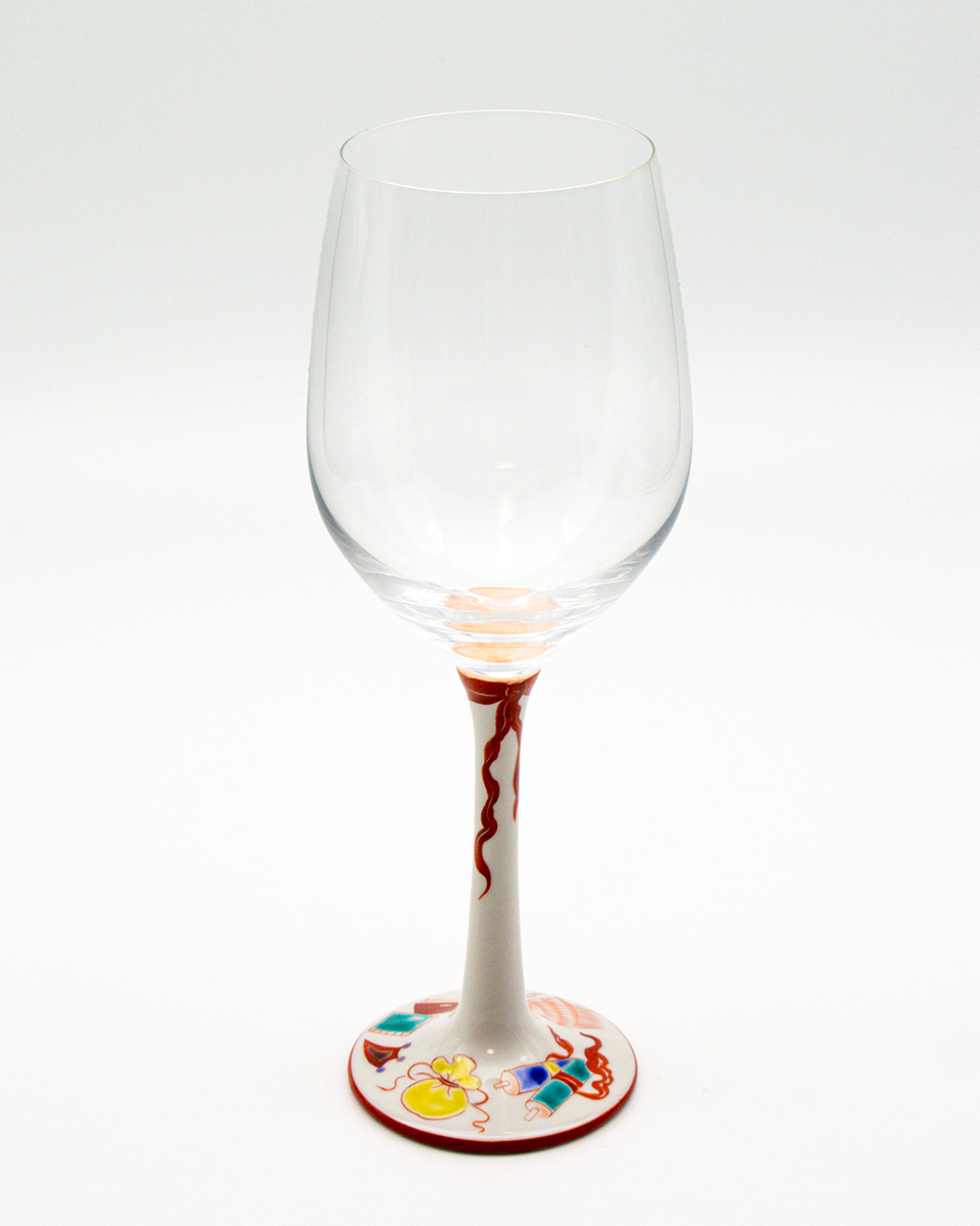 赤白ワイングラス／太田恵利香・画　五彩宝尽くし