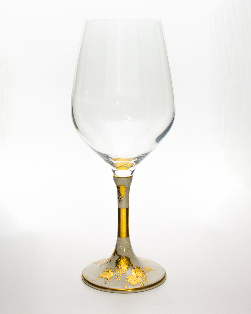 ボルドーワイングラス／仲田錦玉・画　金盛葡萄白粒