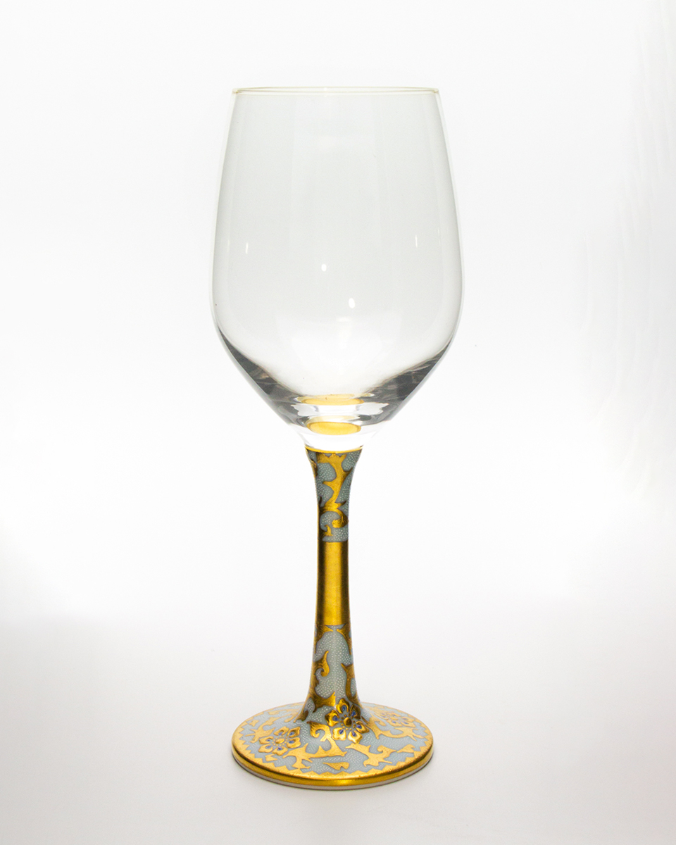 赤ワイングラス／仲田錦玉・画　渦打白粒