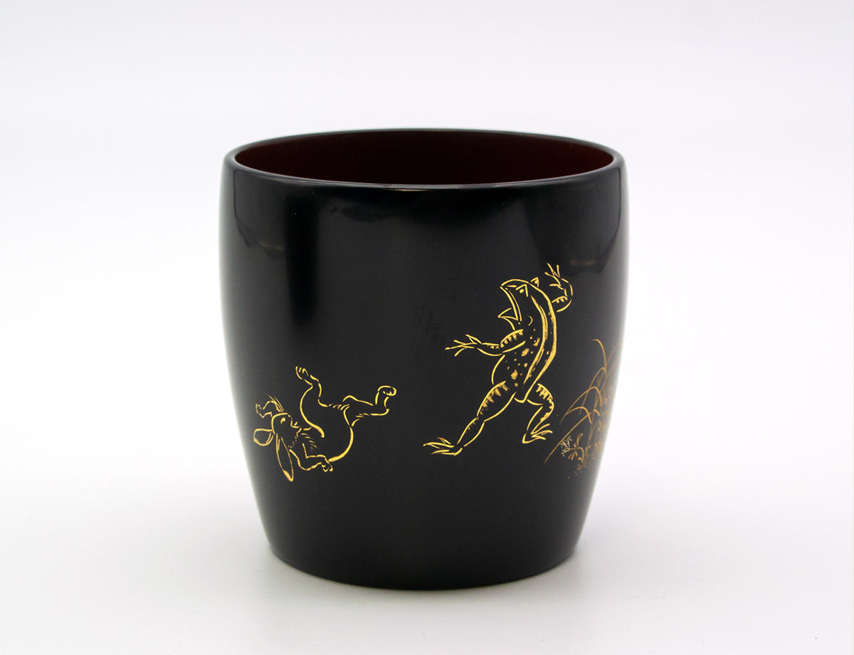 《復興支援》輪島塗　ロックカップ（鳥獣戯画・相撲）