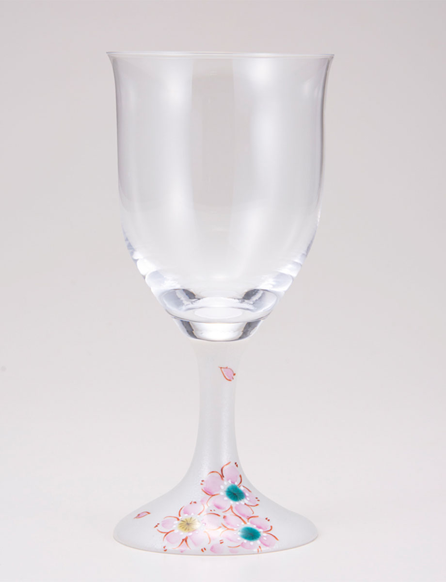 ワイングラス・大　さくら文　シルバー