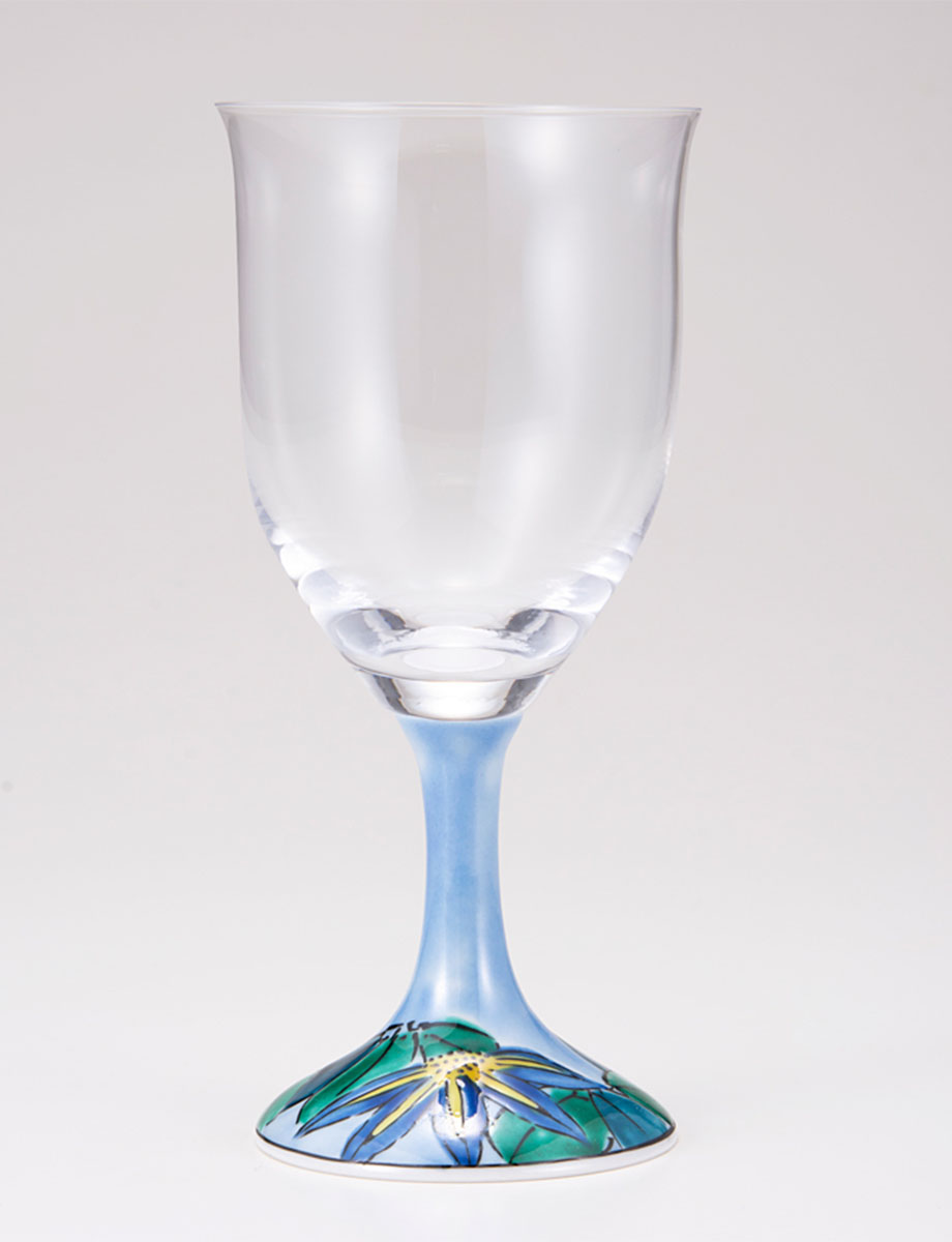 ワイングラス・大　鉄仙　ブルー