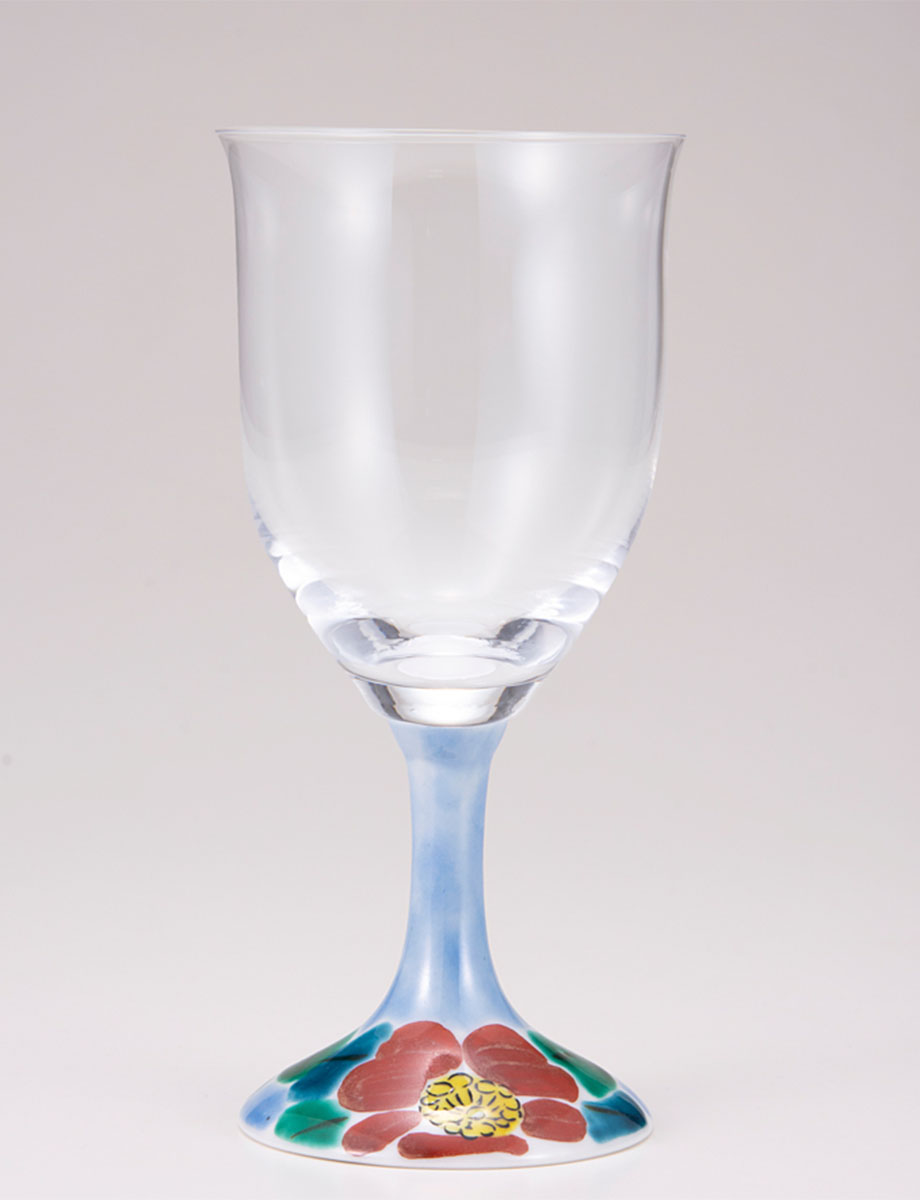 ワイングラス・大　山茶花　ブルー