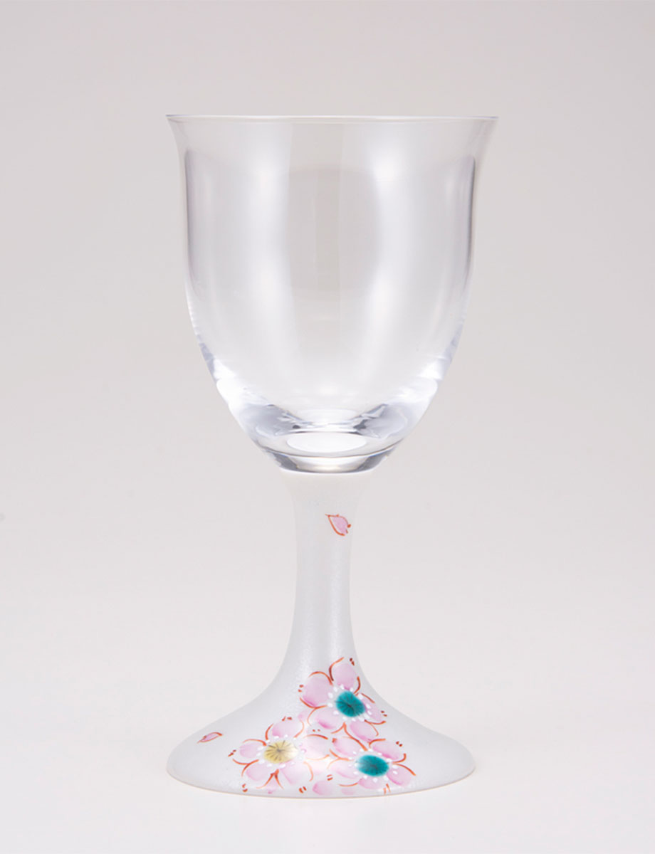 ワイングラス・小　さくら文　シルバー