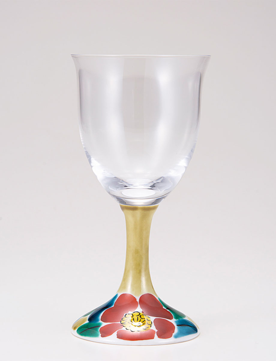 ワイングラス・小　山茶花　アメ釉