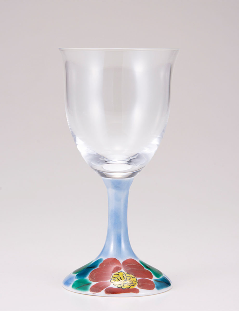 ワイングラス・小　山茶花　ブルー