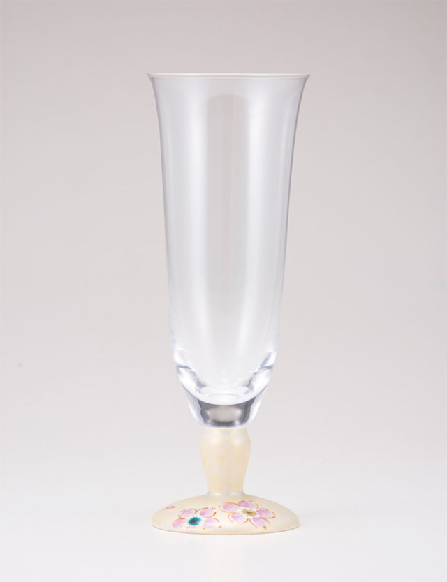 麦酒グラス　さくら文　ゴールド