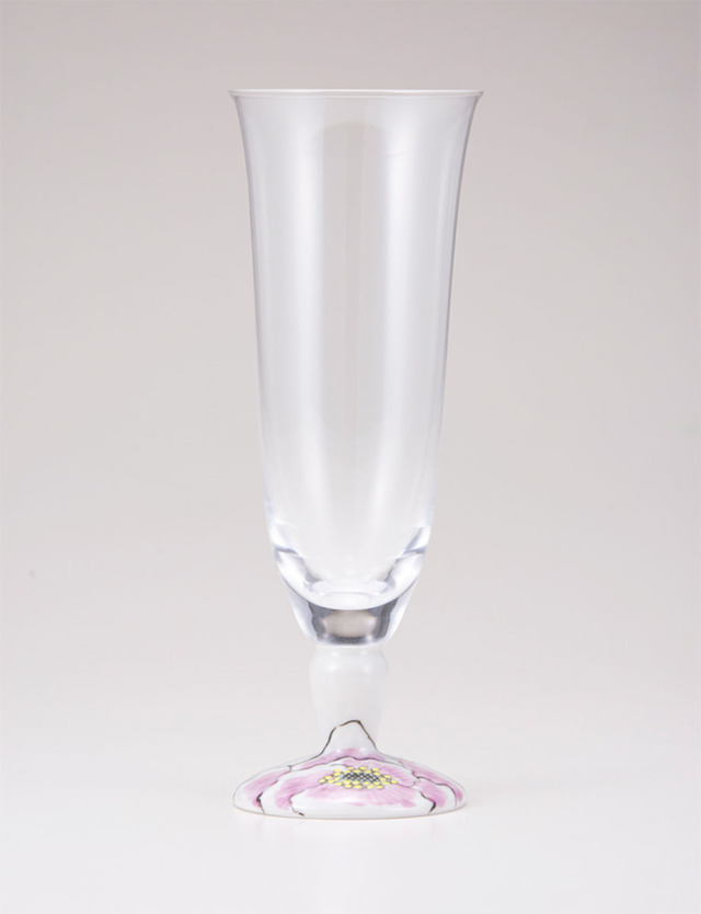 麦酒グラス　富貴文　ピンク