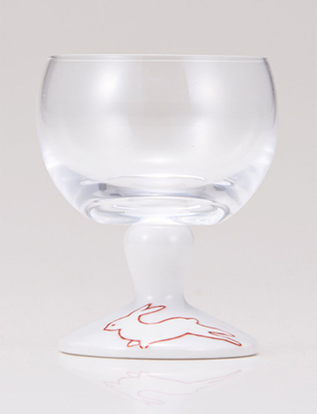 馬上グラス　うさぎ文　レッド