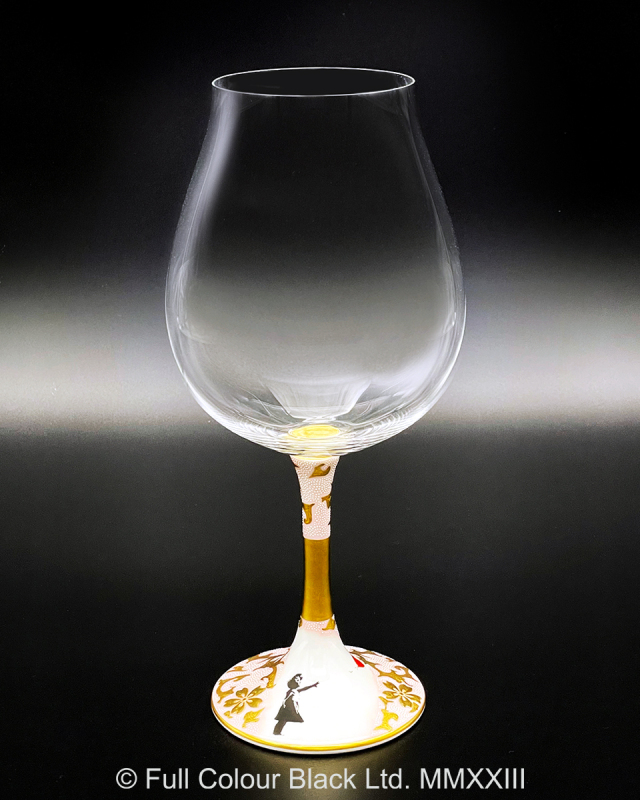 鏑木BNグラス／Banksy's Balloon Girl／仲田錦玉・画　桜太唐草ピンク地白粒