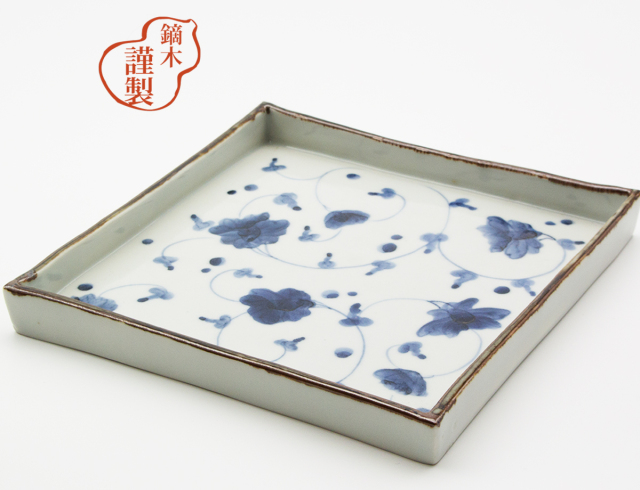 文吉窯　風景画持ち手付き器（箱付き） 文吉窯風景画持ち手付き器（箱付き）