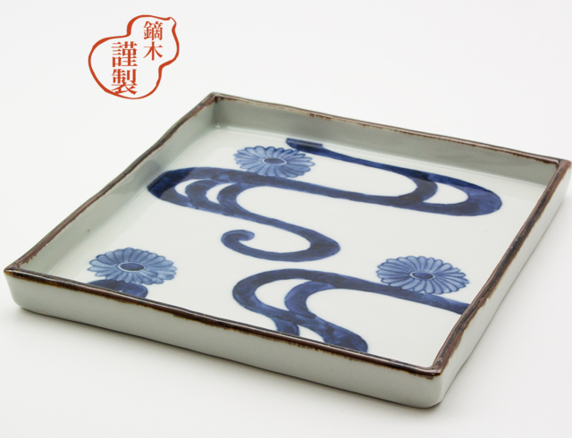文吉窯　風景画持ち手付き器（箱付き） 文吉窯風景画持ち手付き器（箱付き）