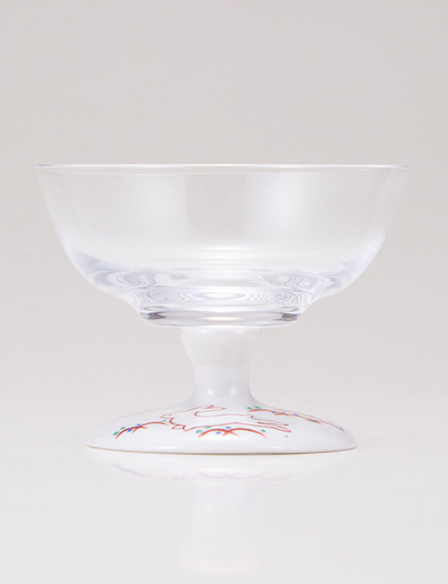 デザートグラス・中　うさぎ文　レッド