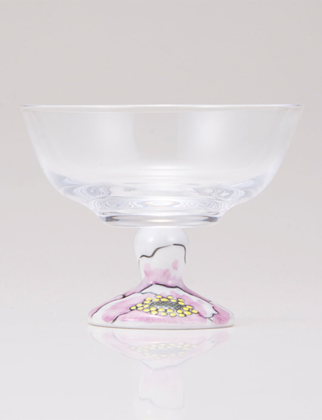 デザートグラス・小　富貴文　ピンク