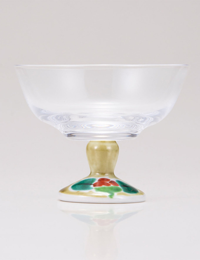 デザートグラス・小　つぼみ山茶花　アメ釉