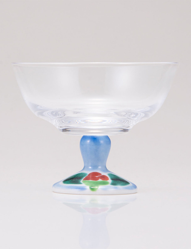 デザートグラス・小　つぼみ山茶花　ブルー