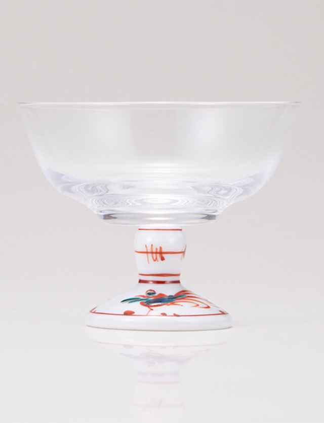 デザートグラス・小　赤絵鳥文