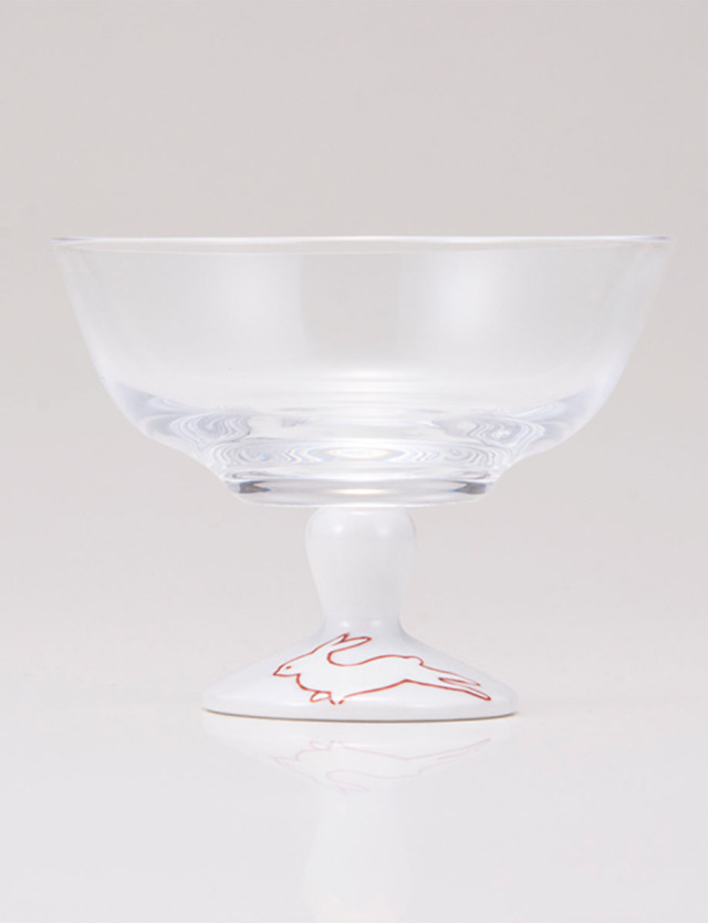 デザートグラス・小　うさぎ文　レッド