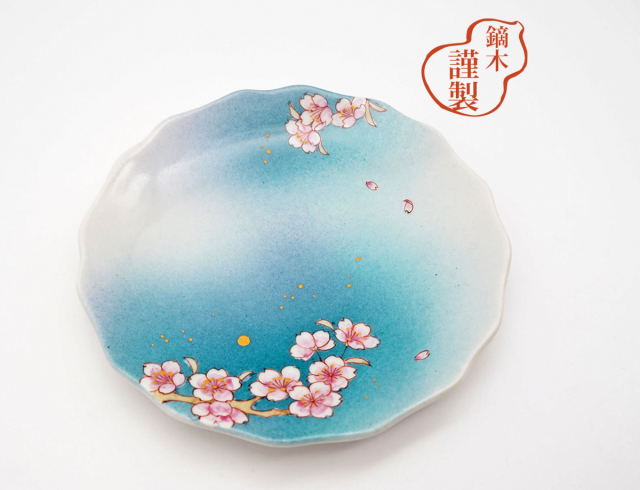 4寸皿　夜桜 / 藤木美里