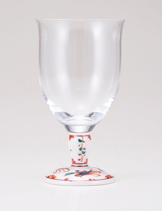 フリーグラス・大　赤絵鳥文