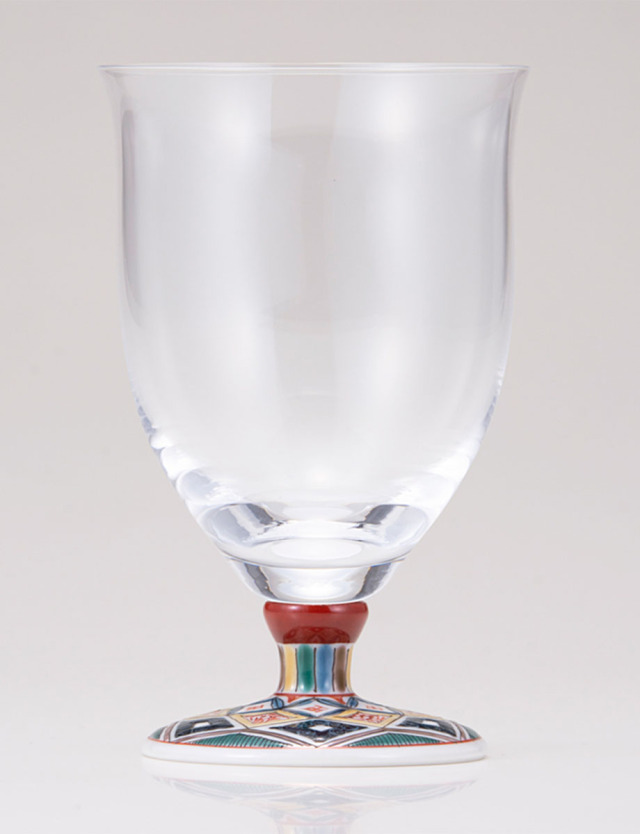 フリーグラス・中　古九谷菱文