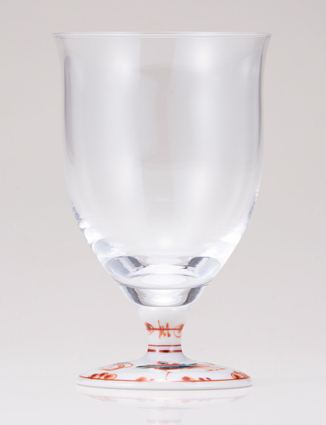 フリーグラス・中　赤絵鳥文