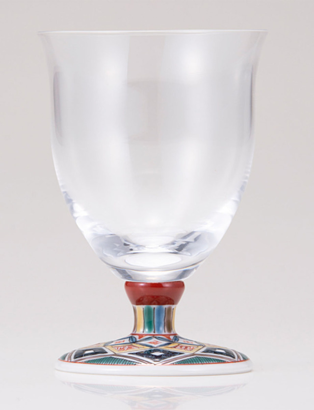 フリーグラス・小　古九谷菱文