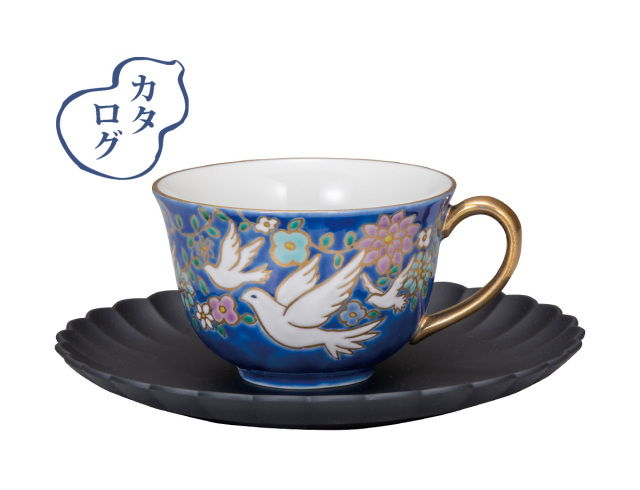 カップ＆ソーサー　白鳩 / 美山窯・山中漆器