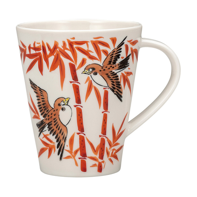 ビッグマグカップ・赤竹に雀