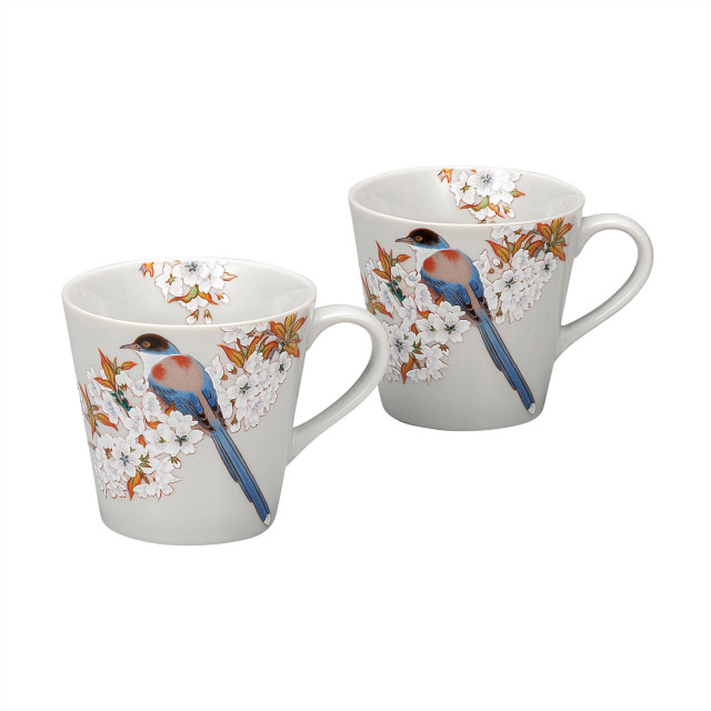 ペアマグカップ・山桜に鳥