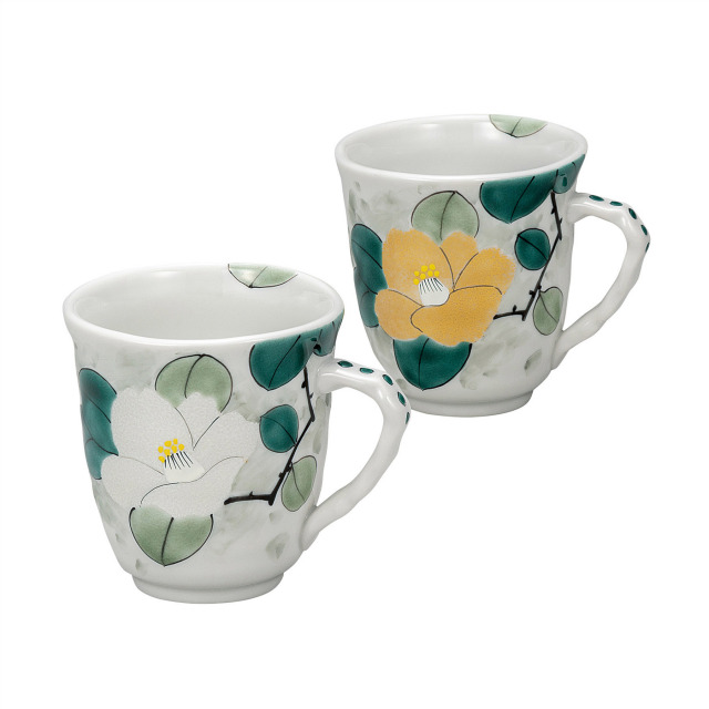 ペアマグカップ・金銀彩椿 