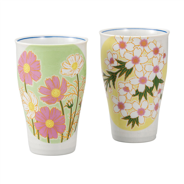 ペアフリーカップ・花絵変り