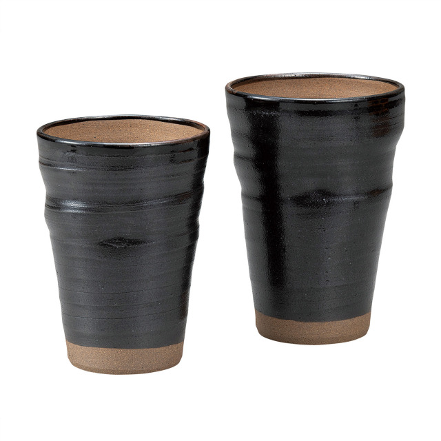 ペアビアカップ・黒釉焼〆