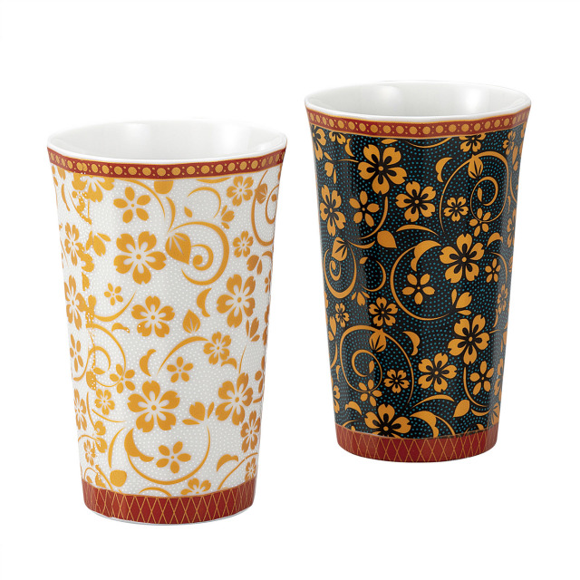 ペアフリーカップ・青粒白粒桜