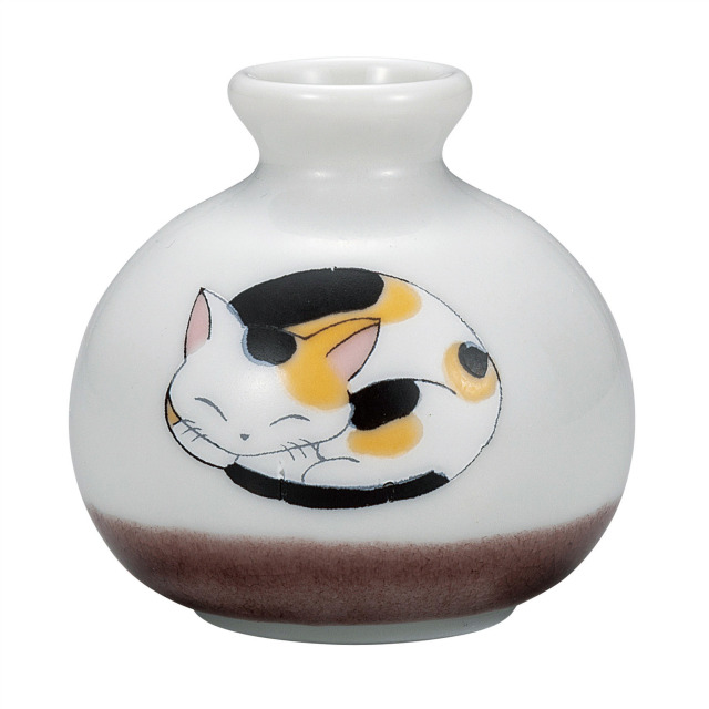 1.8号小つぼ花生・眠り猫　みけ