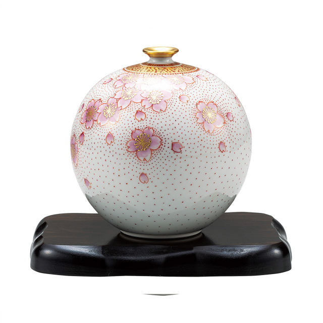 4号花瓶・金襴手桜（台付）