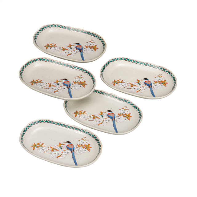 6.5号皿揃・山桜に鳥