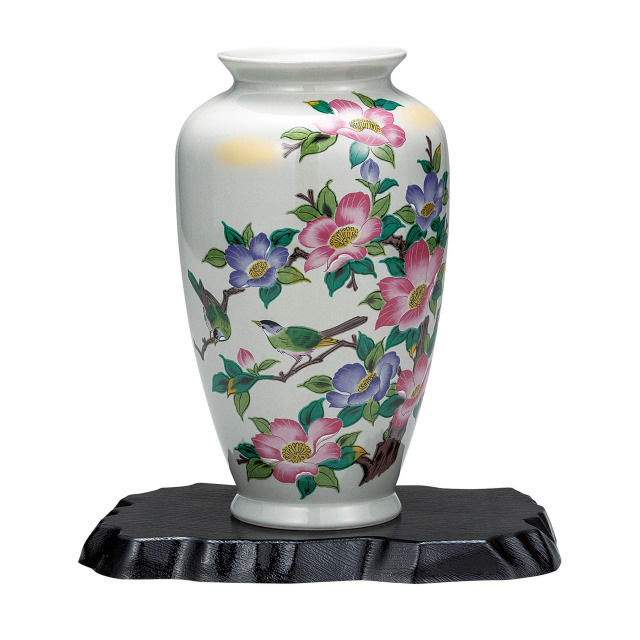 8号花瓶・花鳥（台付）