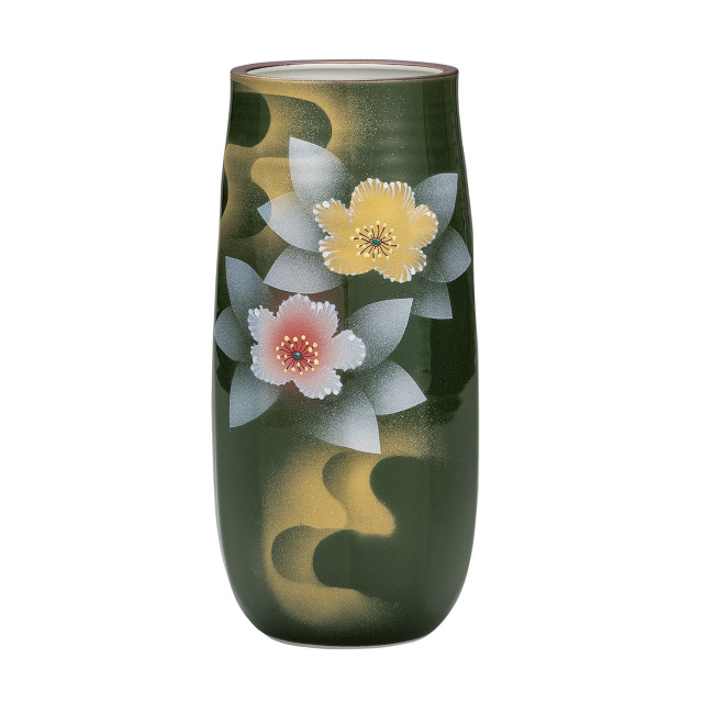 8号花瓶・銀彩山茶花