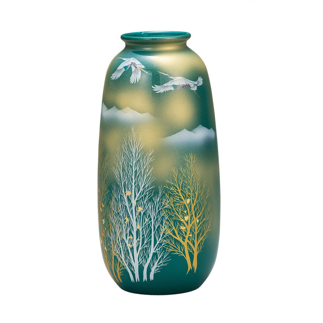 8号花瓶・金雲木立鶴
