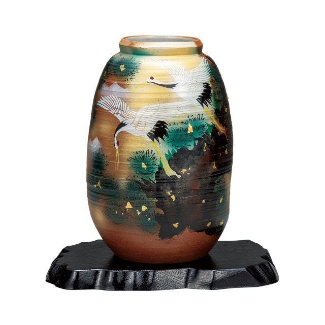 8号花瓶・松に鶴（台付）