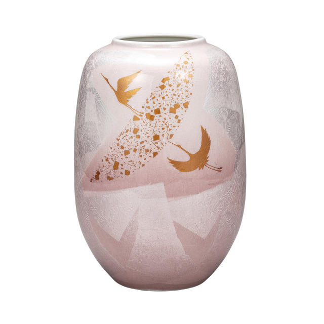 8号花瓶・銀彩鶴