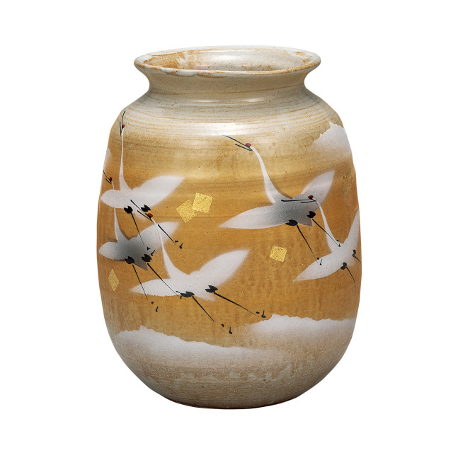 7.5号花瓶・金箔群鶴