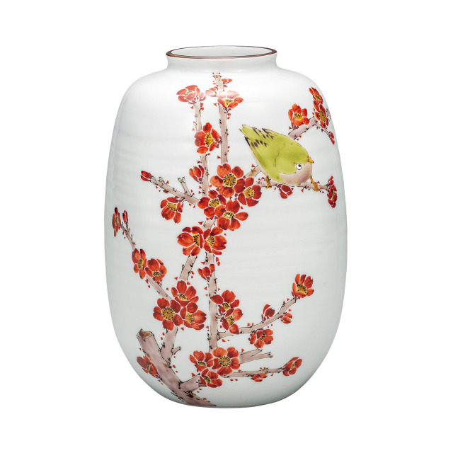 8号花瓶・梅に目白