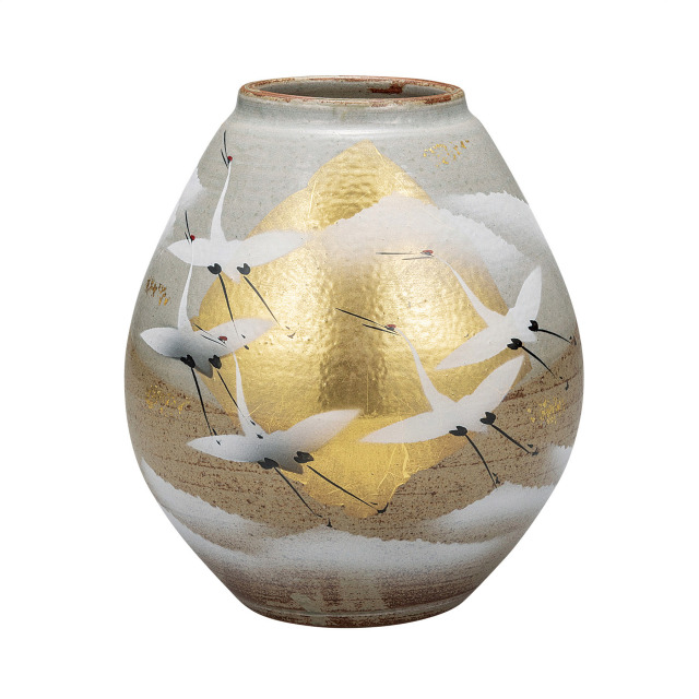 7.5号花瓶・金箔群鶴